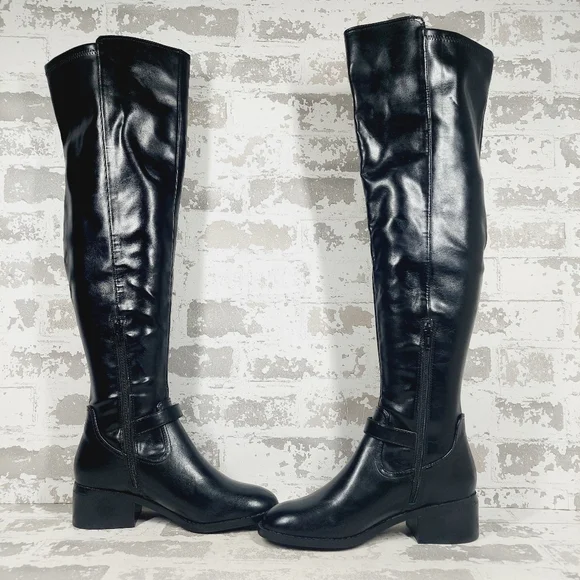 NEW DV by Dolce Vita Elyse Buckle Block Heel Black Over-The-Knee Boot M928 - Picture 5 of 12